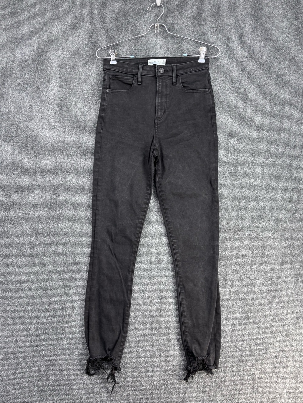 Abercrombie & Fitch Black Distressed High Rise Super Skinny Ankle Jeans Size 2